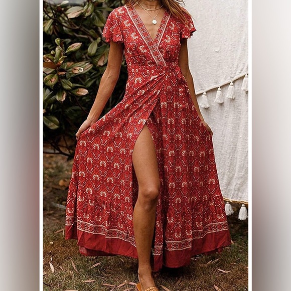 Bohemian Wrap Floral Summer Dress - Picture 1 of 3